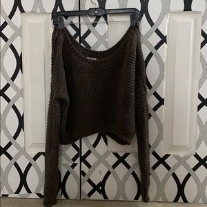 Cropped off the shoulder chunky sweater